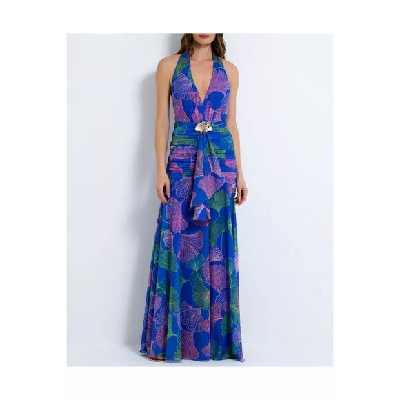 PatBO Ocean Leaf Halterneck Maxi Dress $850
